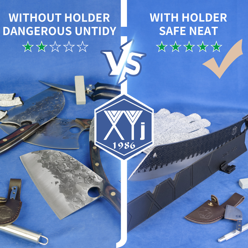 XYJ Slicing Chef Knife With Knife Guards Protector Honing Steel Pocket Knives Curved Vegetable Cooking Knives For Kitchen Camping