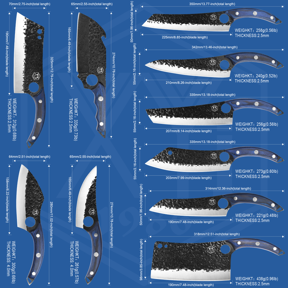 XYJ Forged Kitchen Knife Set With Roll Bag Scissors Honing Steel Pocket Knife &whetstone Large Butcher Knife Set