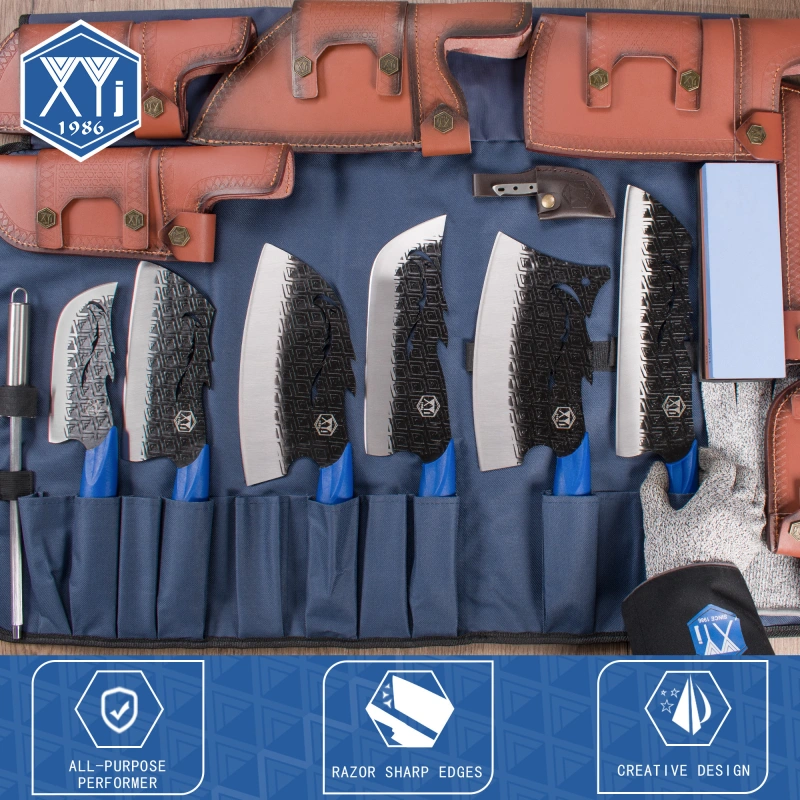 XYJ Vegetable Santoku Knives Set With Holster Bag Whetstone