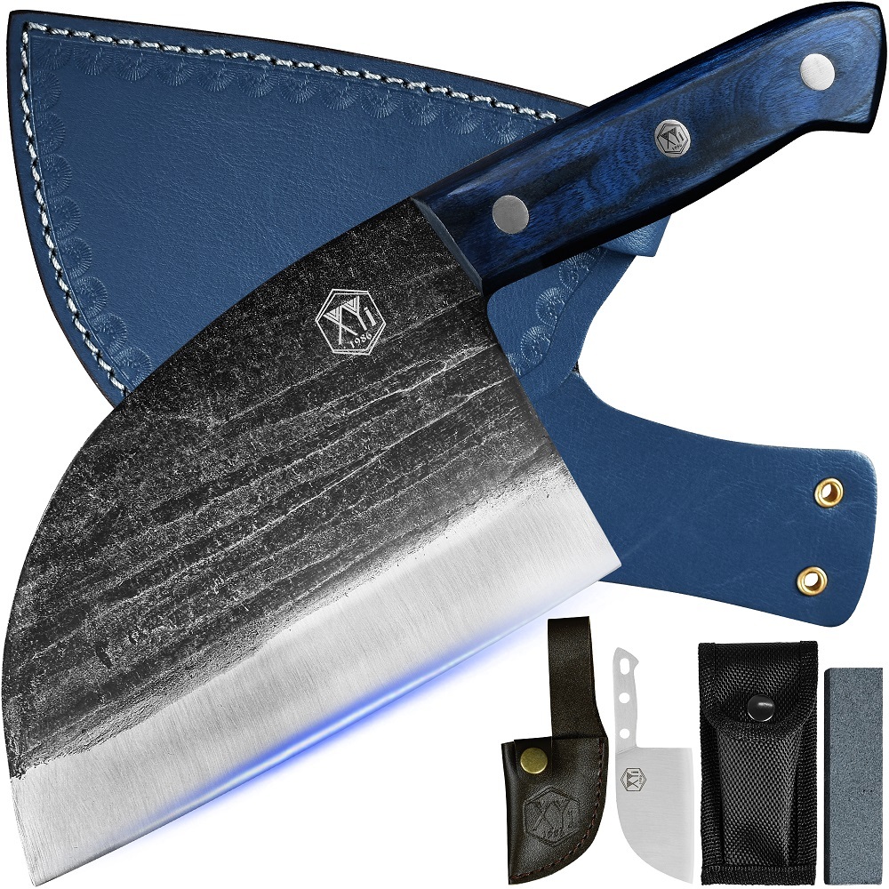 XYJ 6 Inch Ancient Butcher Knives Full Tang Serbian Chef Knife With Sheath Tiny Knife Meat Vegetable Knives For Kitchen Camping