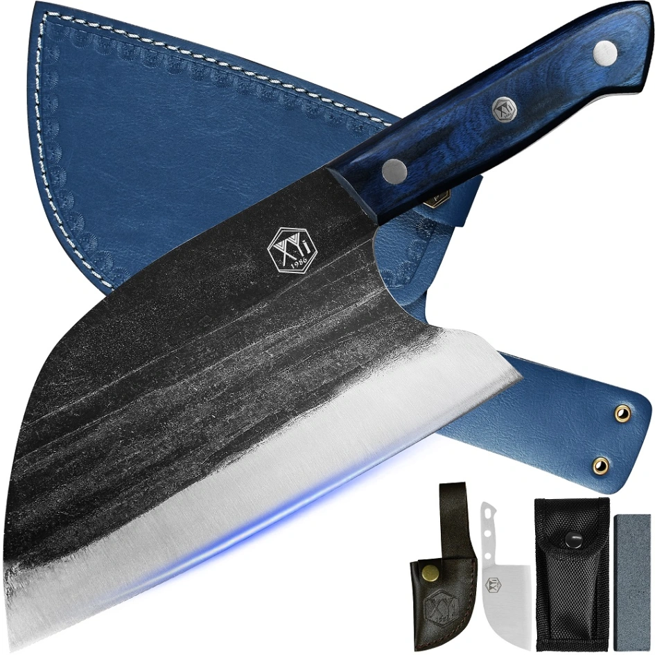XYJ Coltello da cucina, mannaia nera in acciaio ad alto tenore di carbonio, coltello da macellaio