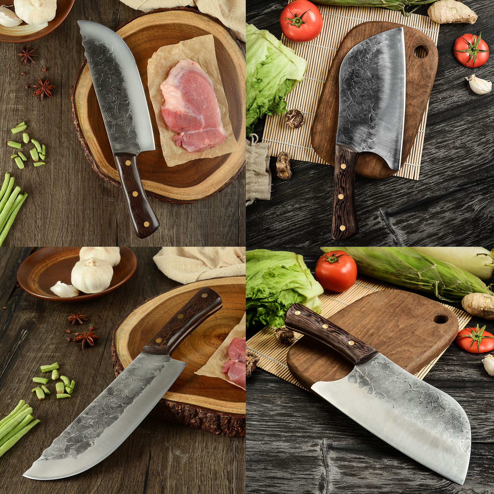 12pcs Butcher Knife Set Hand Forged chef knife Boning Knife With