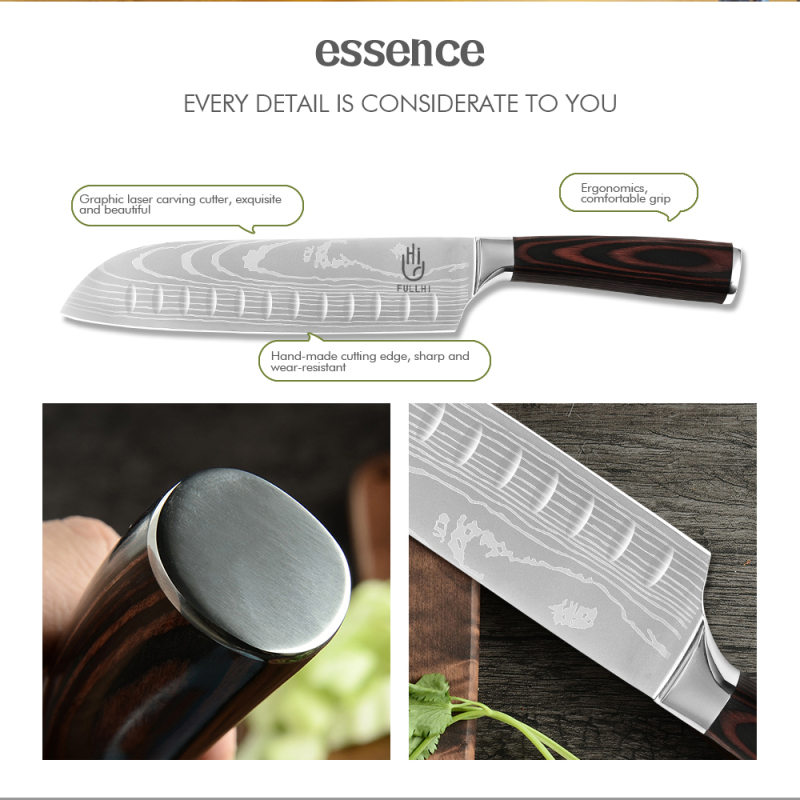FULLHI Knife Set, 14pcs Japanese Knife Set, Premium German Stainless Steel Kitchen Knife Set