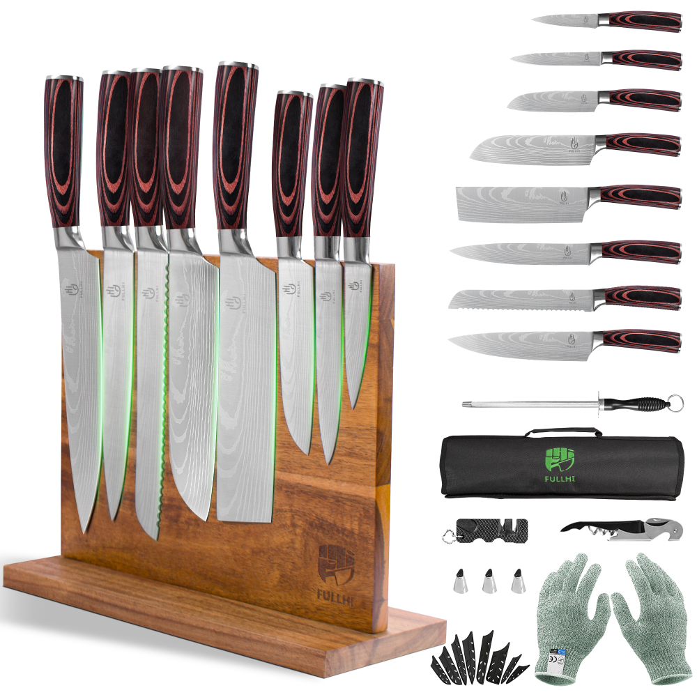 FULLHI Knife Set, 14pcs Japanese Knife Set, Premium German Stainless Steel Kitchen Knife Set