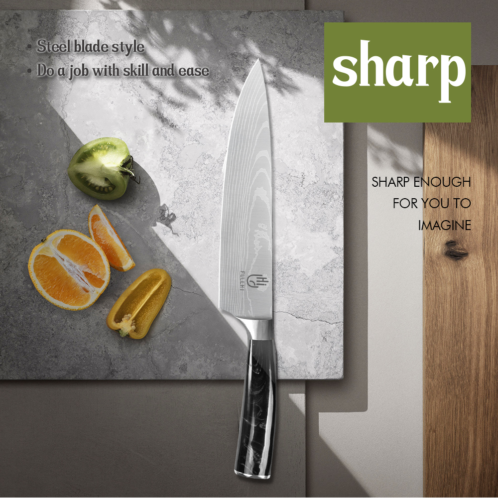 FULLHI Knife Set, 14pcs Japanese Knife Set, Premium German Stainless Steel Kitchen Knife Set