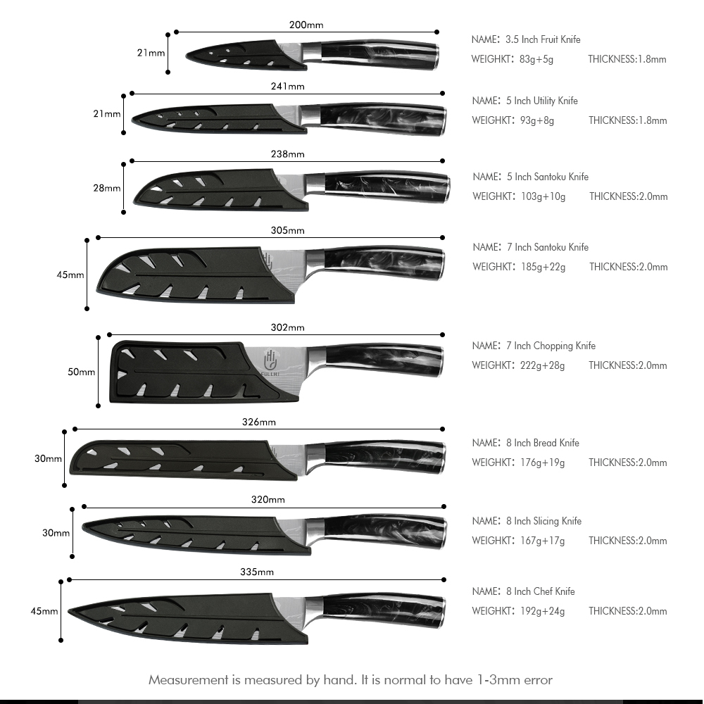 FULLHI Knife Set, 14pcs Japanese Knife Set, Premium German Stainless Steel Kitchen Knife Set
