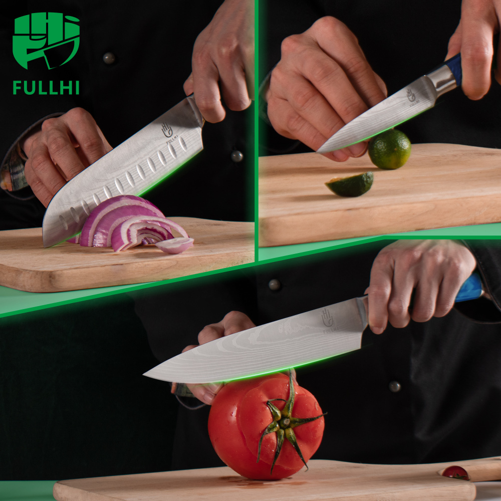 FULLHI Knife Set, 14pcs Japanese Knife Set, Premium German Stainless Steel Kitchen Knife Set