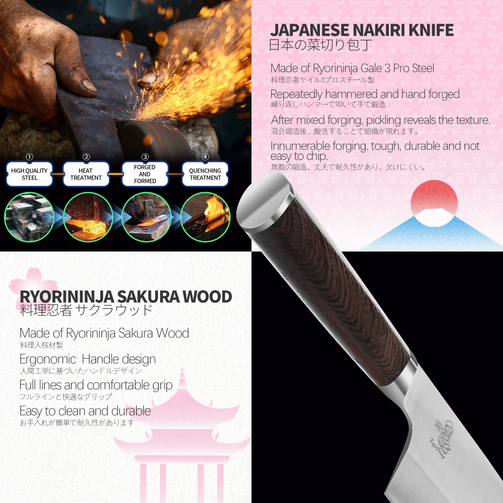RyoriNinja Dexter Deba Knife Japanese Steel Kitchen Chef Knife, Professional stainless Steel Fish Fillet Knife for cooking with Gift Box for Men and Women