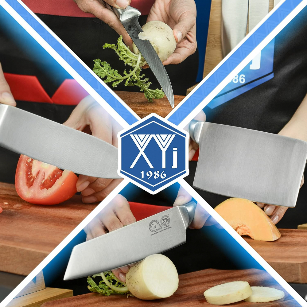 XYJ Knives,Professional Knife Sets for Master Chefs, Best Chef Knife Set with Bag,Meat Cleaver Butcher for Camping