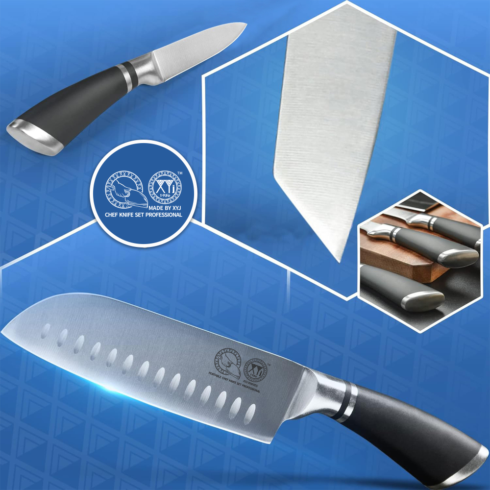 XYJ Knives,Professional Knife Sets for Master Chefs, Best Chef Knife Set with Bag,Meat Cleaver Butcher for Camping