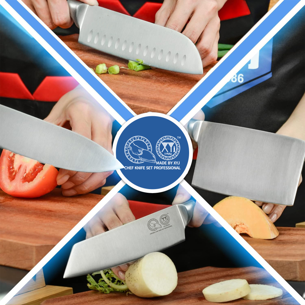 XYJ Knives,Professional Knife Sets for Master Chefs, Best Chef Knife Set with Bag,Meat Cleaver Butcher for Camping