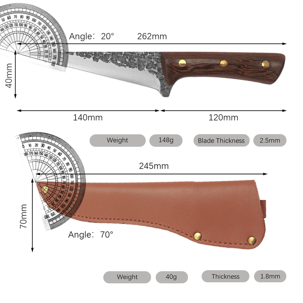 FULLHI Best Butcher Knife Set Hand Forged chef knife Boning Knife With Sheath High Carbon Steel Carving Knife Fish Knife Chef Knife For Kitchen, Camping, BBQ Knife set