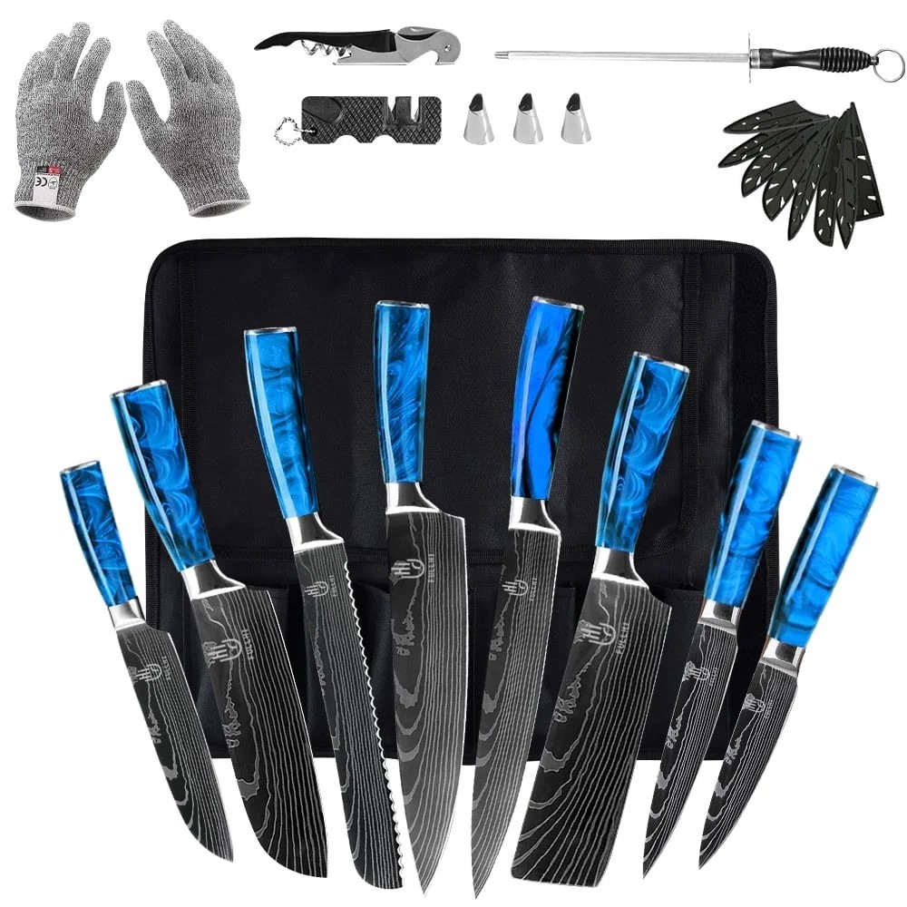 FULLHI Best Knife Set, 14pcs Japanese Knife Set, Premium German Stainless Steel Kitchen Knife Set
