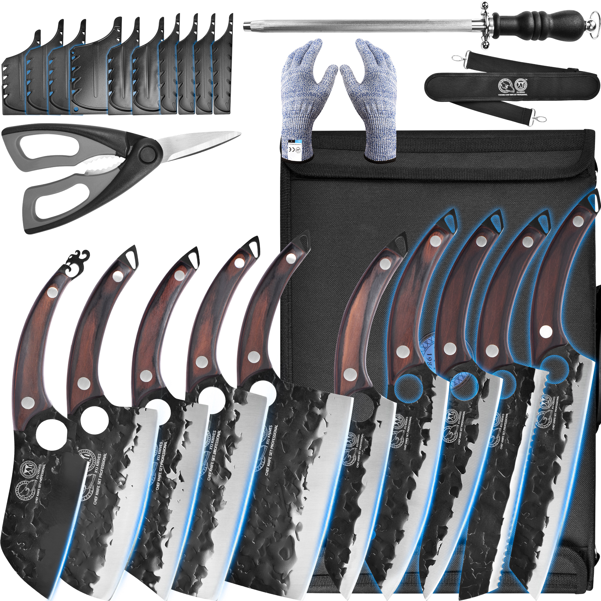 XYJ Professional Kitchen Knife Set with High-Carbon Steel Forged