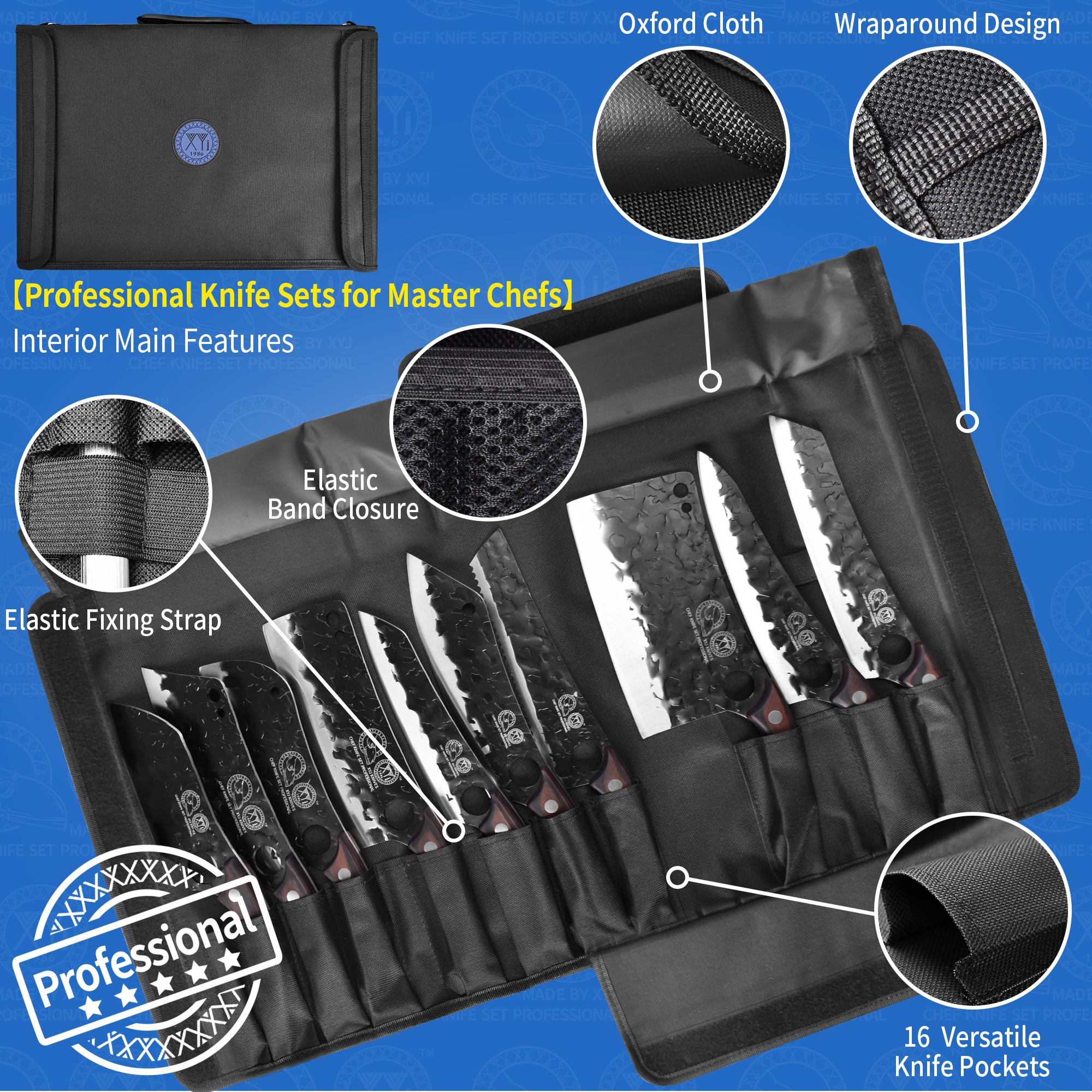 XYJ Professional Kitchen Knife Set with High-Carbon Steel Forged