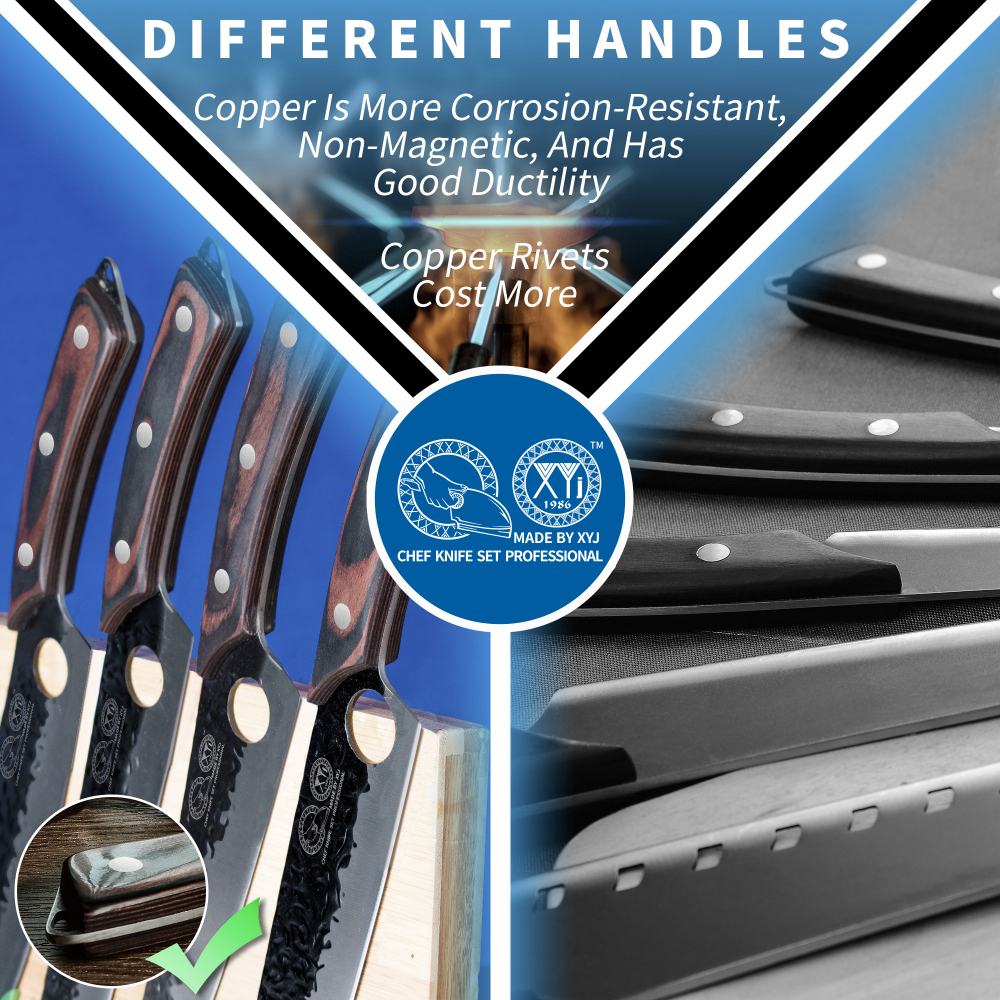 XYJ Professional Serbian Chef Knife Set with Roll Bag, Japanese Culinary Knives, Meat Cleaver, Kitchen Chopping Knife, and Protective Sleeves, Perfect for Home Cooking or Outdoor Camping