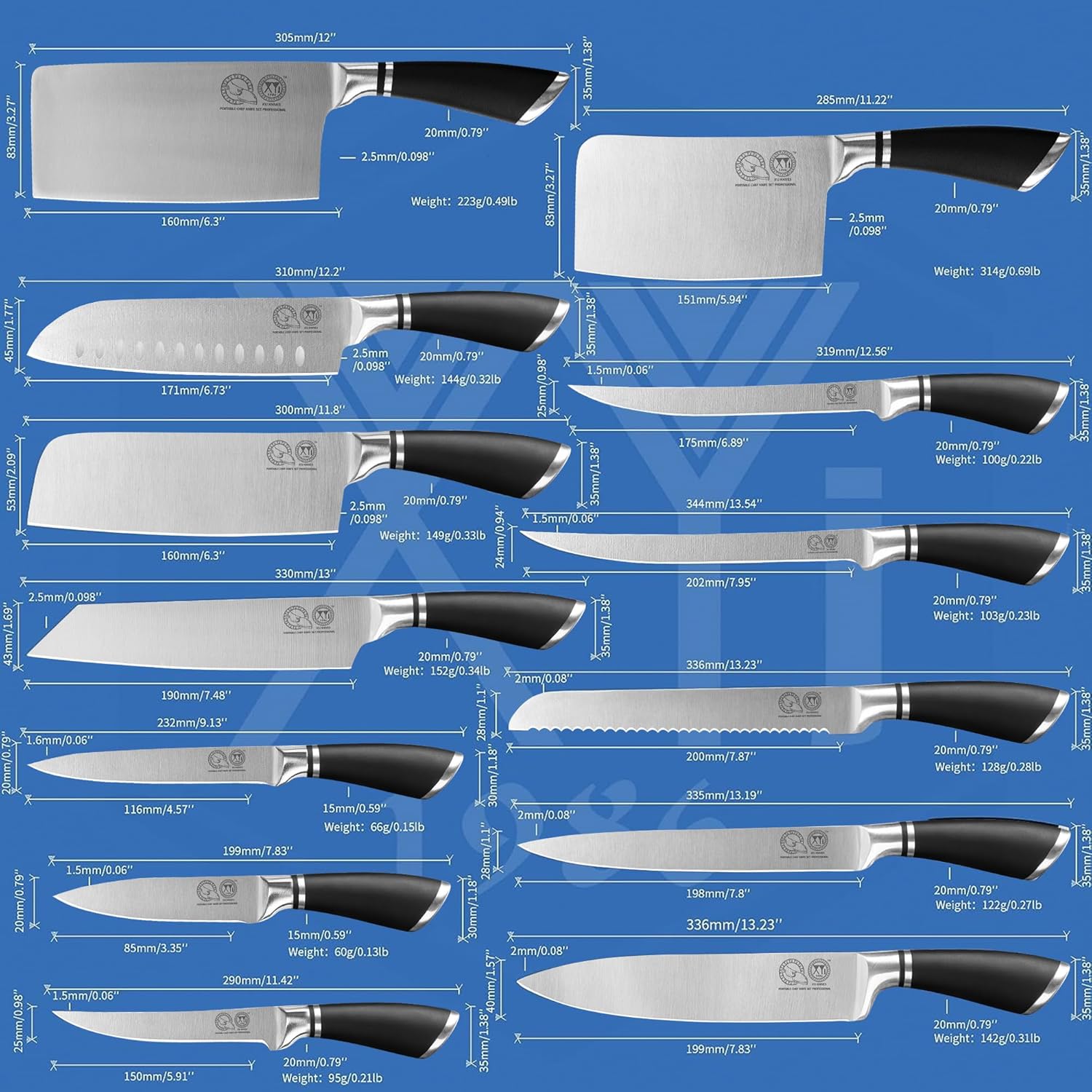 XYJ Knives,Professional Knife Sets for Master Chefs, Best Chef