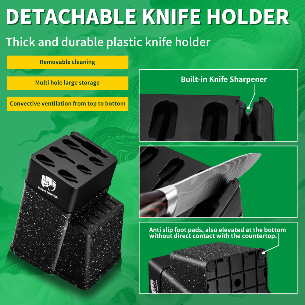 14pcs Chef Block Knife Set, Japanese Knife Set Steak Knives Set with Block and Sharpener, Kitchen Knife Set, Gifts for Men and Women