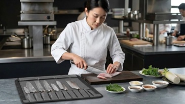XYJ Stainless Steel Kitchen Knives Set 8 Piece Chef Knife Set with Carry Case Bag & Sheath Well Balance Ergonomic Handle