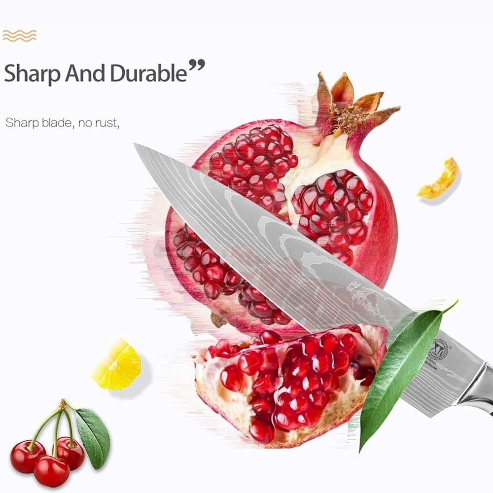 XYJ Stainless Steel Kitchen Knives Set 8 Piece Chef Knife Set with Carry Case Bag & Sheath Well Balance Ergonomic Handle