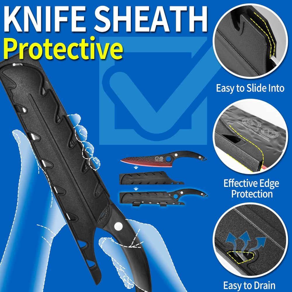 XYJ Professional Kitchen Knife Set with High-Carbon Steel Forged Blades, Chef's Knife, Cleaver, Carving Knife, Nakiri, Full Tang Design, Includes Carrying Bag & Poultry Scissors