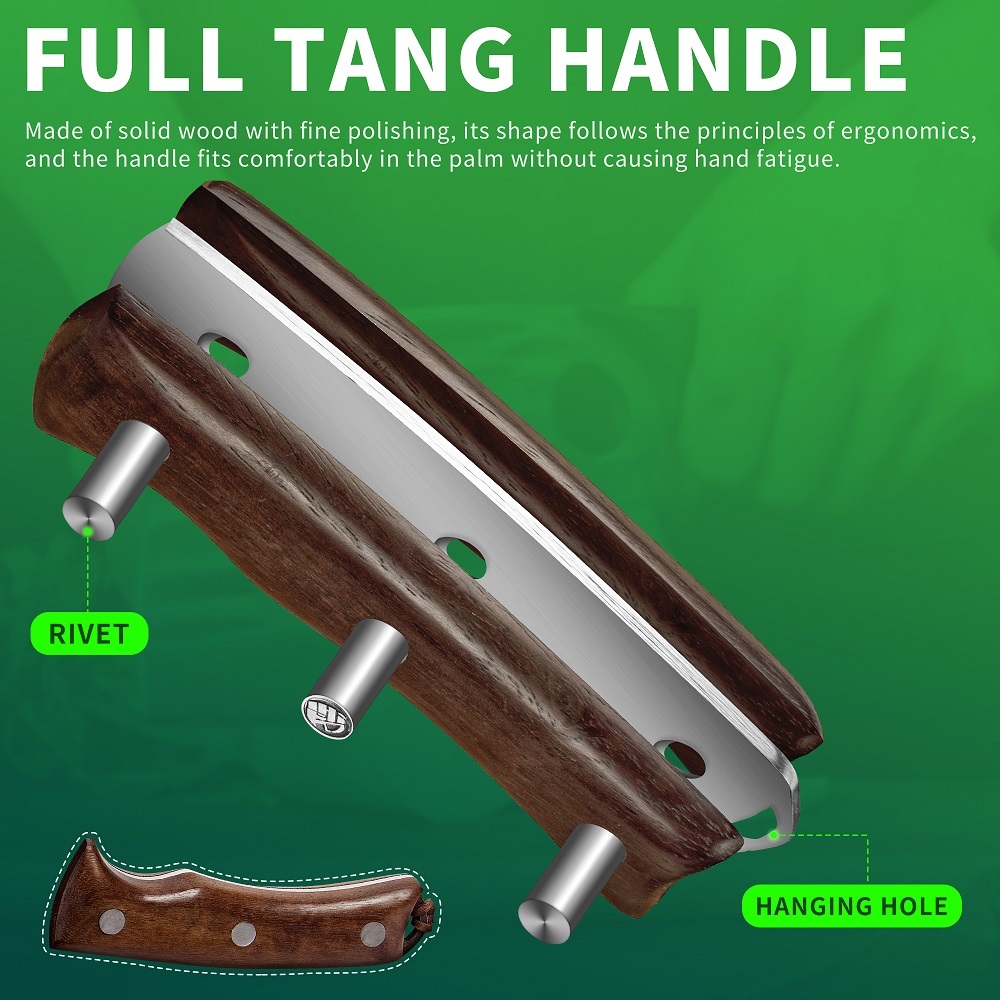FULLHI Best Butcher Chef Knife Set include sheath High Carbon Steel Cleaver Kitchen Knife Whole Tang Vegetable Cleaver Home BBQ Camping with Knife Ba