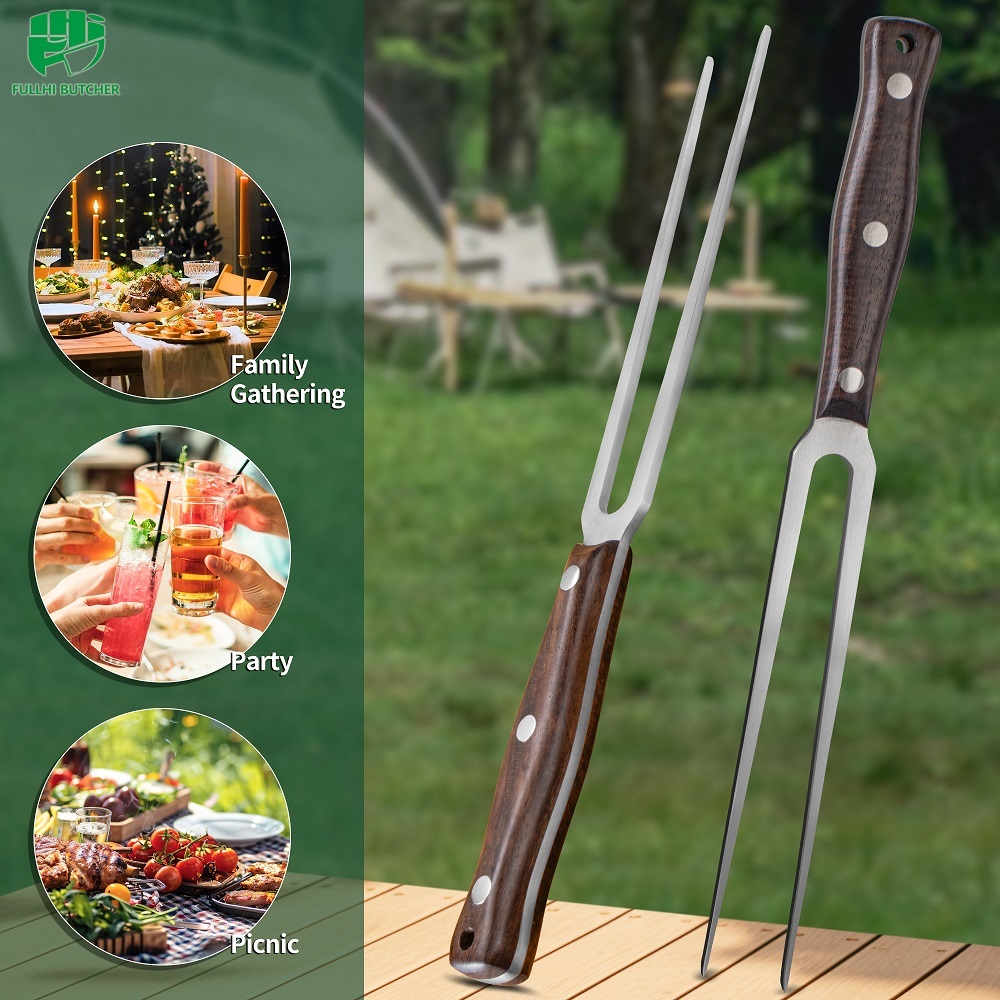 FULLHI Best Butcher Chef Knife Set include sheath High Carbon Steel Cleaver Kitchen Knife Whole Tang Vegetable Cleaver Home BBQ Camping with Knife Ba