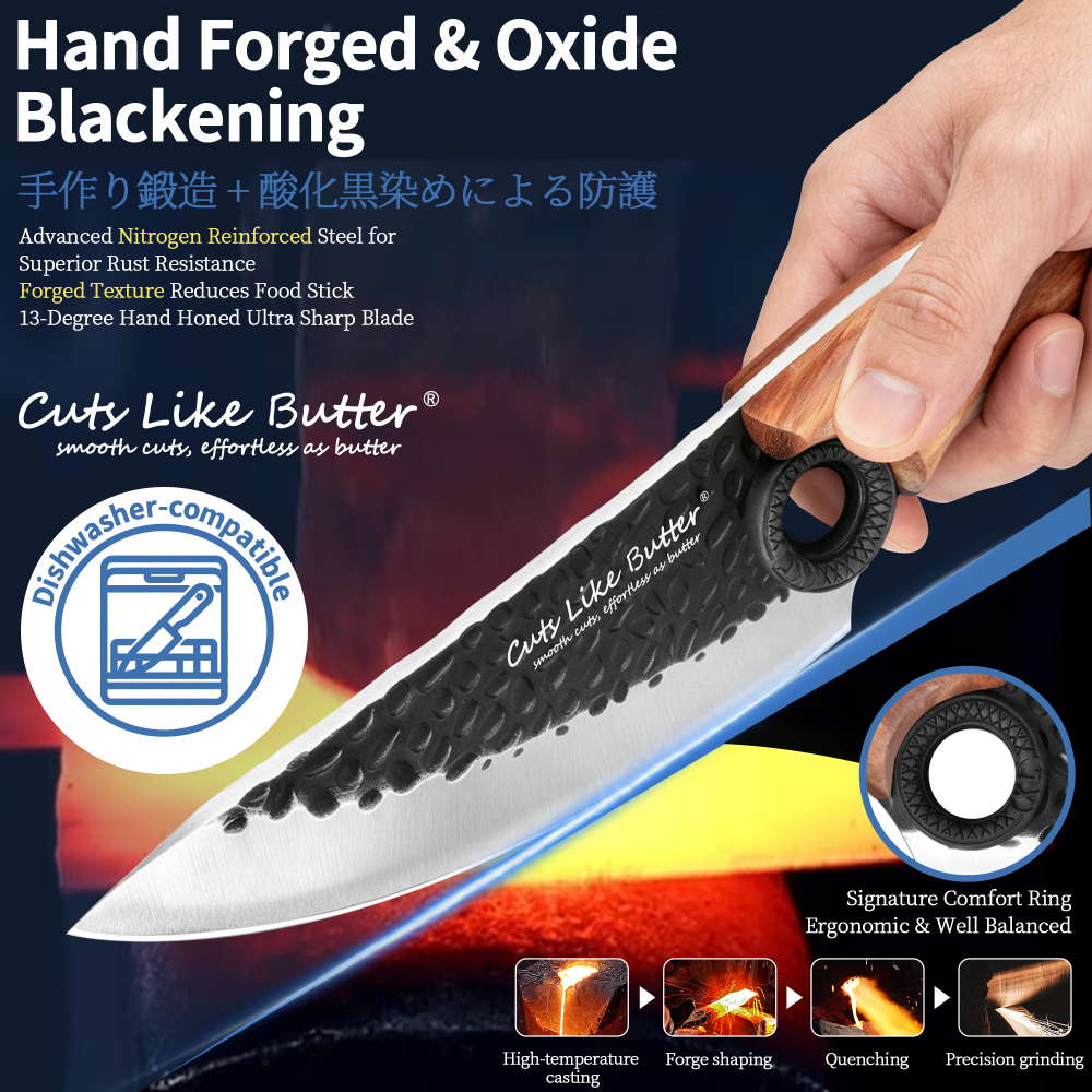 6 Inch Forged Boning Knife with Leather Sheath, Elegant Gift Box, Full Tang High Carbon Steel Japanese Chef Knife for Kitchen Outdoor, Gifts for Women Men Christmas Birthday