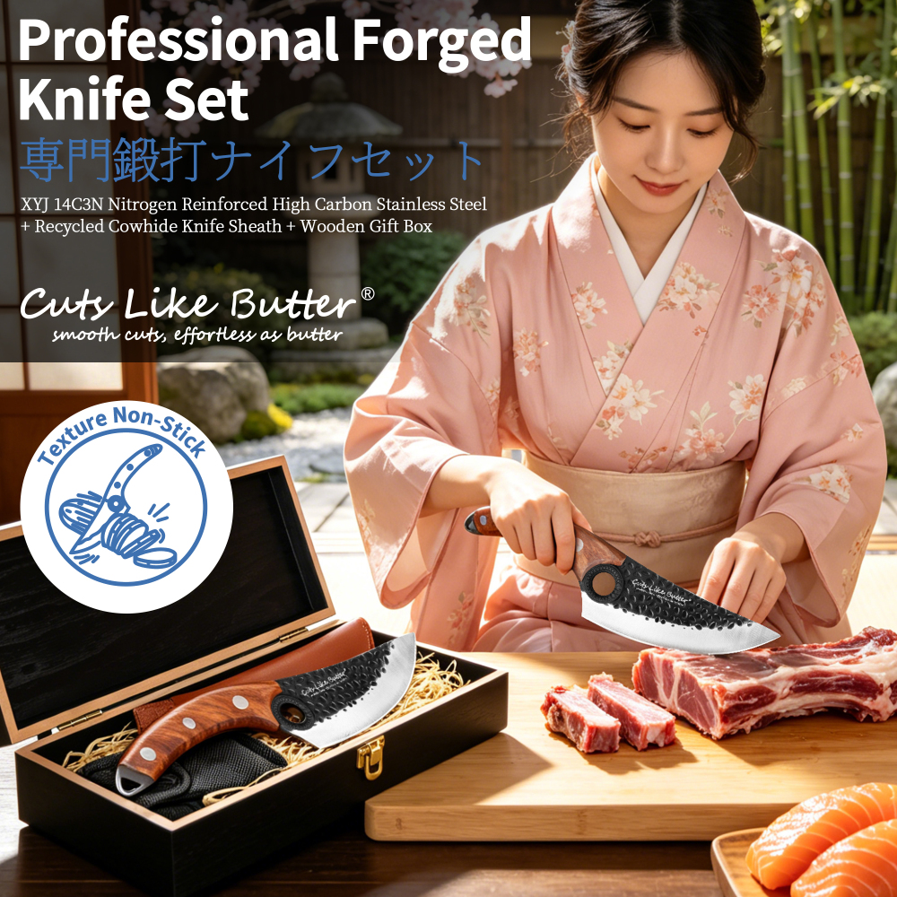 6 Inch Forged Boning Knife with Leather Sheath, Elegant Gift Box, Full Tang High Carbon Steel Japanese Chef Knife for Kitchen Outdoor, Gifts for Women Men Christmas Birthday