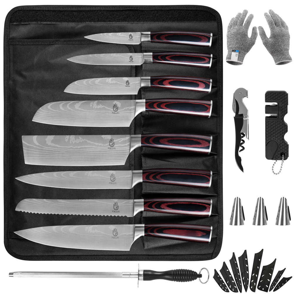 FULLHI Knife Set, 14pcs Japanese Knife Set, Premium German Stainless Steel Kitchen Knife Set