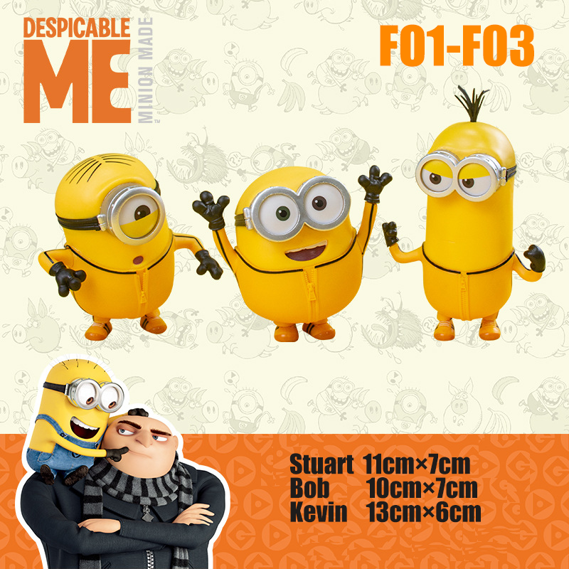 Minions Action Figures Bob Kevin Stuart Movable Model Toys Cute Collectible Desk Decor Gift for Kids Fans