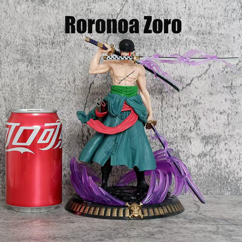 Roronoa Zoro One Piece Anime Statue  Figure Three Sword Style Dual-Head Scene PVC Model Collectible Toy  Gift Third Party Versio