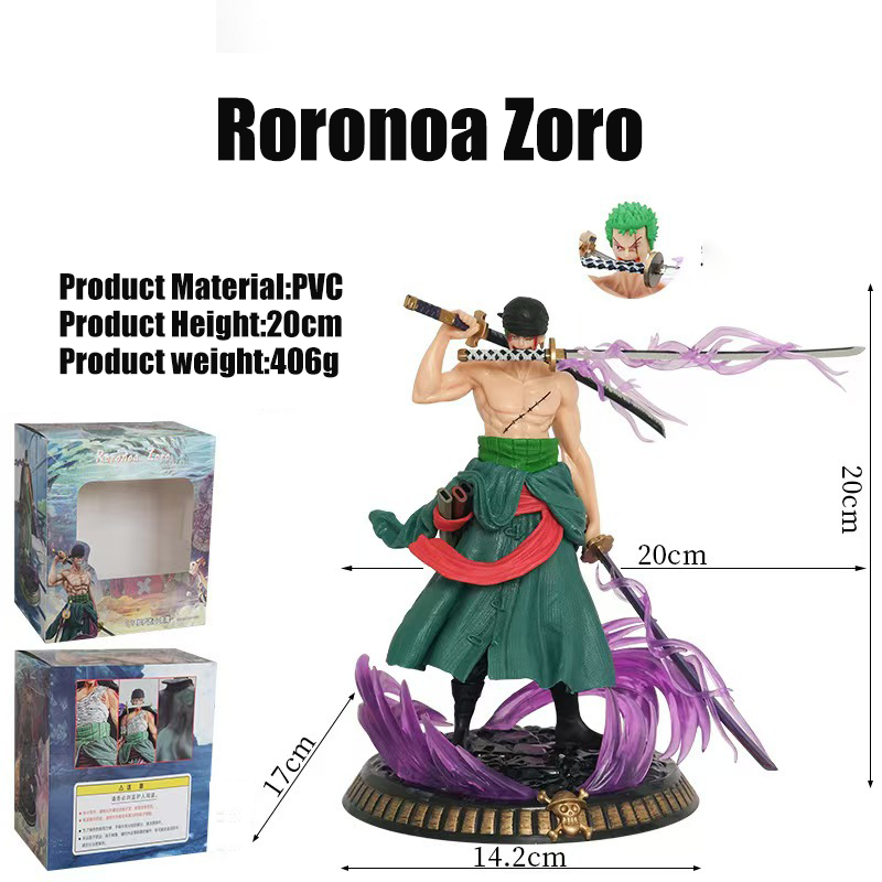 Roronoa Zoro One Piece Anime Statue  Figure Three Sword Style Dual-Head Scene PVC Model Collectible Toy  Gift Third Party Versio