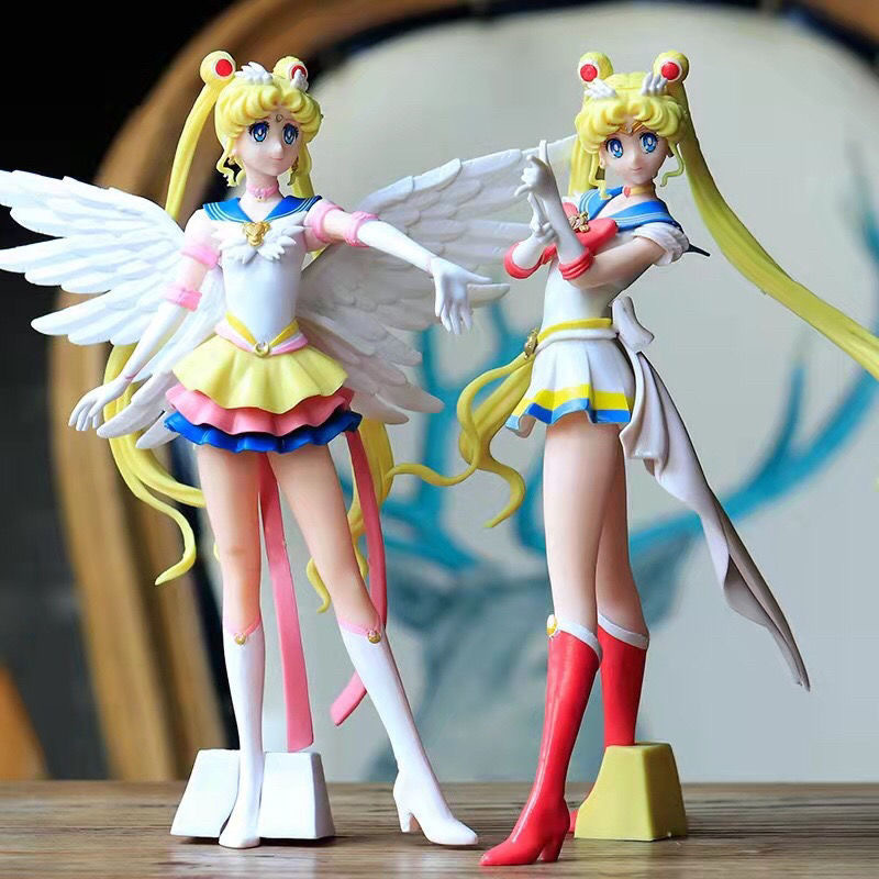 Sailor Moon Usagi Tsukino Action Figure Set Eternal & Super Version Anime PVC Statue 2 Styles Collectible Model Gift