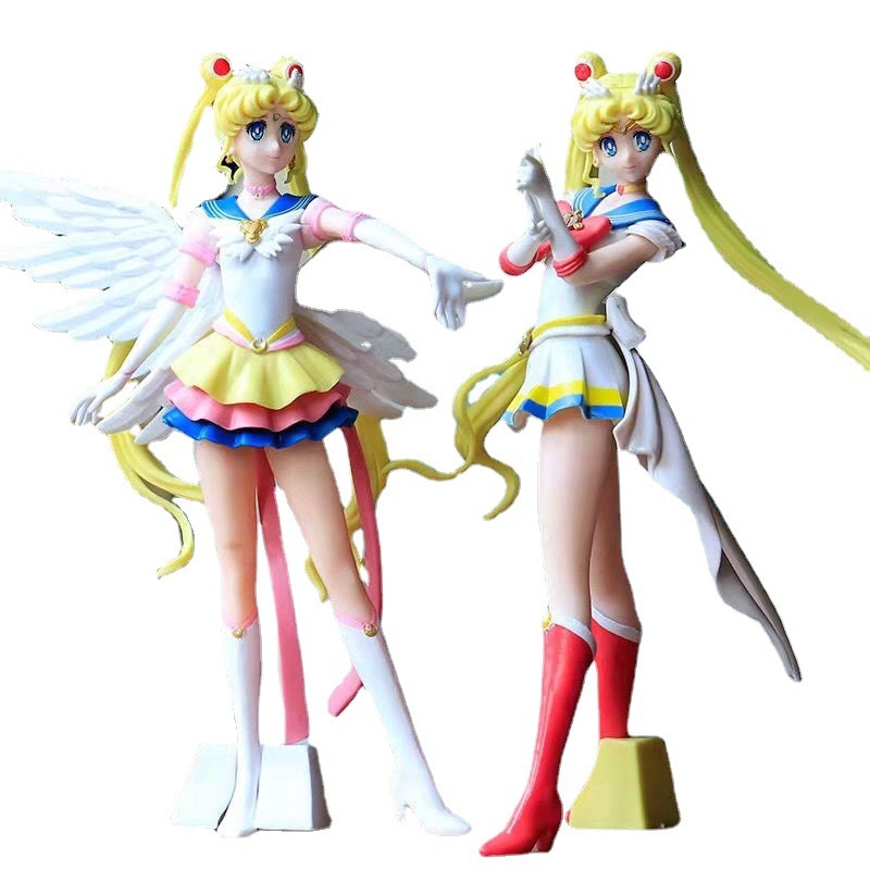 Sailor Moon Usagi Tsukino Action Figure Set Eternal & Super Version Anime PVC Statue 2 Styles Collectible Model Gift