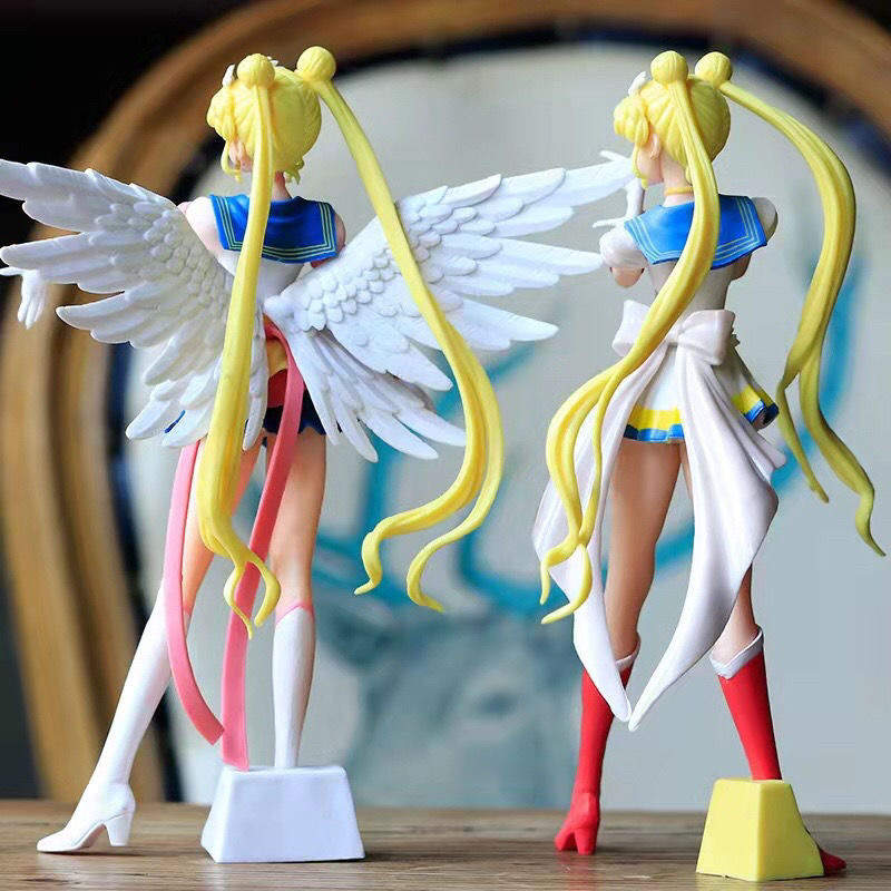 Sailor Moon Usagi Tsukino Action Figure Set Eternal & Super Version Anime PVC Statue 2 Styles Collectible Model Gift