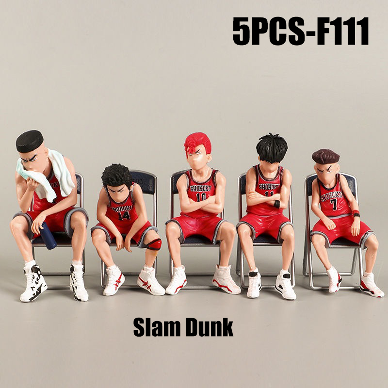 Slam Dunk Shohoku Five Seated Figure Set Hanamichi Sakuragi Rukawa Kaede Anime Collectible Desktop Display Gift Toy