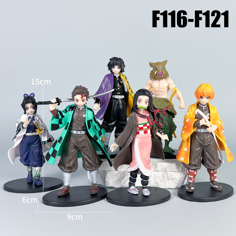 Demon Slayer 15cm Action Figure Tanjiro Nezuko Zenitsu Giyu Anime Collectible Model Desk Car Ornament Gift Not Original