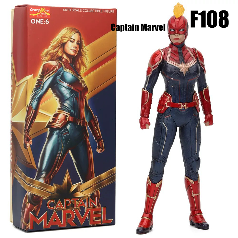 Captain Marvel 1/6 Scale Action Figure Avengers Endgame Inspired Superhero Statue Collectible Model Display Boxed Gift Toy