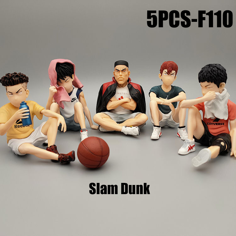 Slam Dunk Shohoku Five Seated Figure Set Hanamichi Sakuragi Rukawa Kaede Anime Collectible Desktop Display Gift Toy