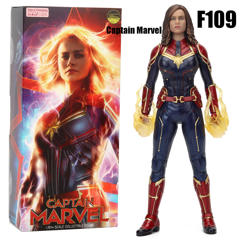 Captain Marvel 1/6 Scale Action Figure Avengers Endgame Inspired Superhero Statue Collectible Model Display Boxed Gift Toy