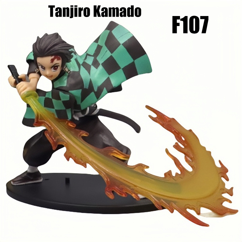 Demon Slayer Zenitsu Rengoku Tanjiro Action Figure Set  Anime Collectible Statue Fire God Version Display Model Boxed Gift Toy