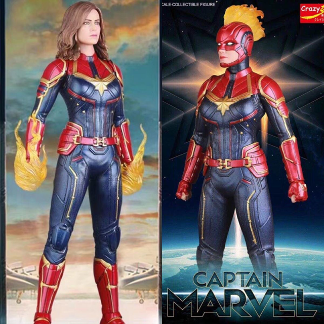 Captain Marvel 1/6 Scale Action Figure Avengers Endgame Inspired Superhero Statue Collectible Model Display Boxed Gift Toy