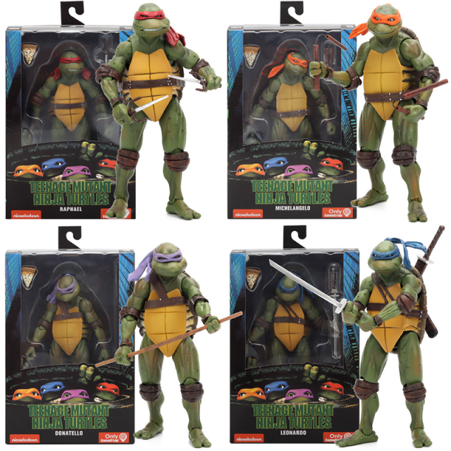Teenage Mutant Ninja Turtles 1990 Movie Leonardo Raphael Michelangelo Donatello 7inch Movable Action Figure Model Toy Collectible