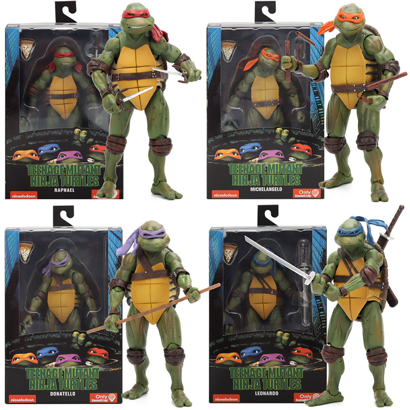 Teenage Mutant Ninja Turtles 1990 Movie Leonardo Raphael Michelangelo Donatello 7inch Movable Action Figure Model Toy Collectible