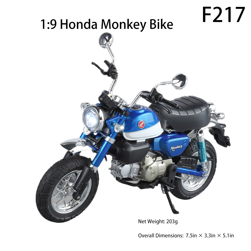 1:9 Monkey Bike Motorcycle Model Alloy Diecast Sound Light 19cm Mini Motorbike Desk Car Decor Collectible Toy
