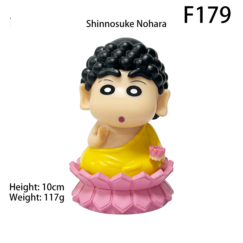 Crayon Shin Chan Lucky Buddha Monk Figurine Shinnosuke Nohara Statue Car Dashboard Desk Decor Cute Anime Gift Toy