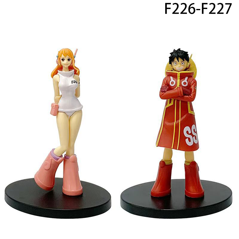 One Piece Figure Set Luffy &amp; Nami Egghead Island Anime Chibi Collectible Desk Toy Figure Model