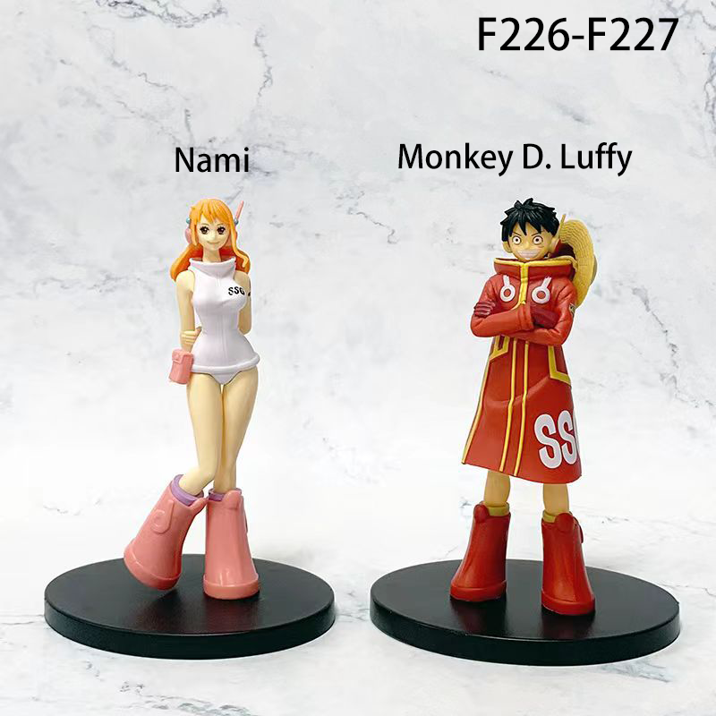 One Piece Figure Set Luffy & Nami Egghead Island Anime Chibi Collectible Desk Toy Figure Model