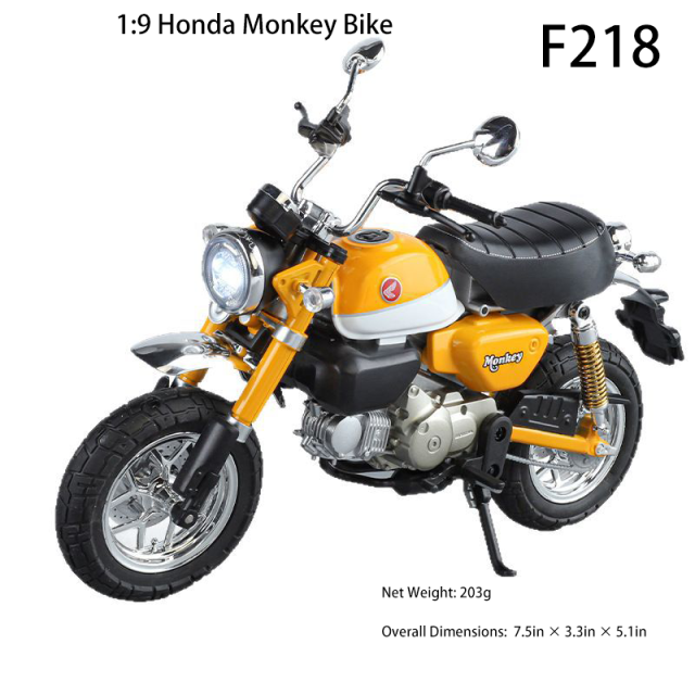 1:9 Monkey Bike Motorcycle Model Alloy Diecast Sound Light 19cm Mini Motorbike Desk Car Decor Collectible Toy